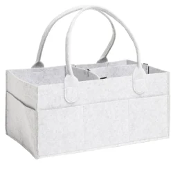 Sac de rangement 11 compartiments feutrine grise 39x23xH18cm