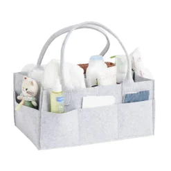 Sac de rangement 11 compartiments feutrine grise 39x23xH18cm