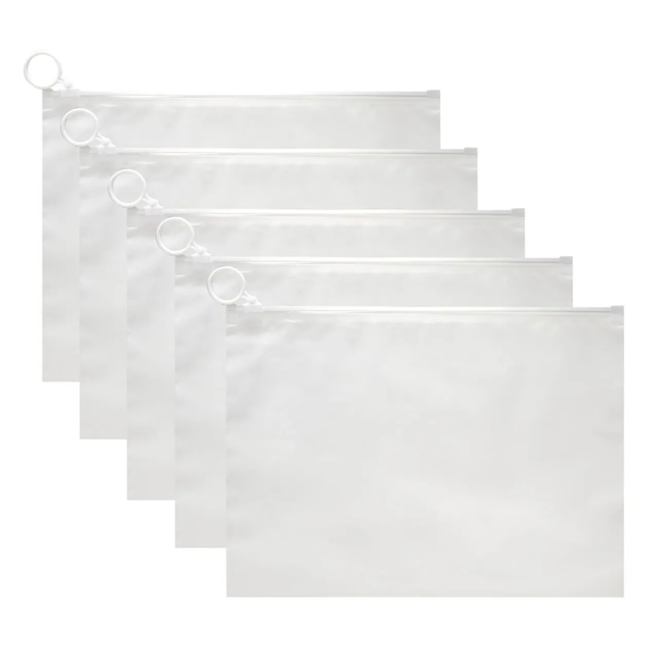 Sac de rangement waterproof x5 plastique zippé blanc transparent 18x25cm