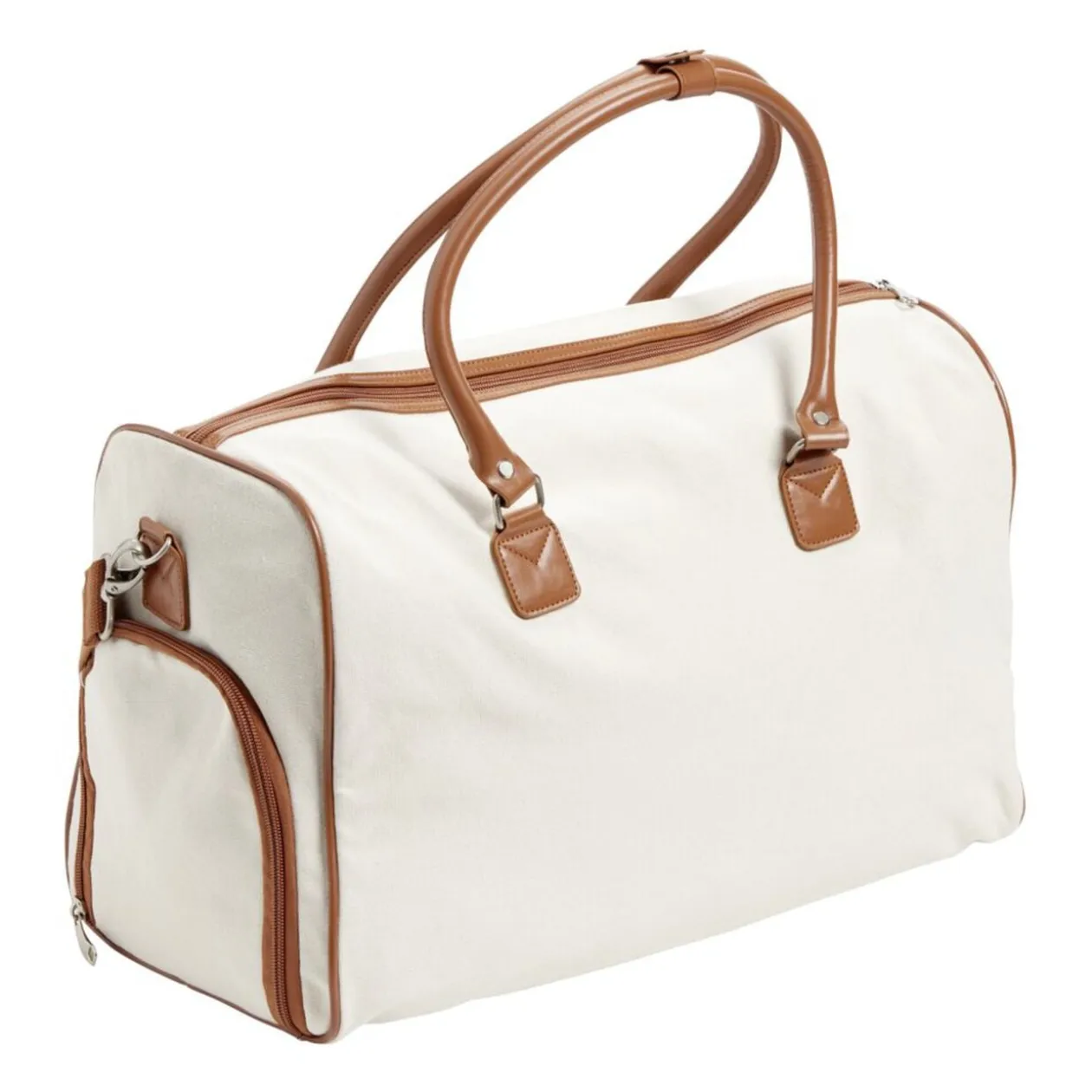 Sac de voyage canevas beige et marron 49x24xH31cm