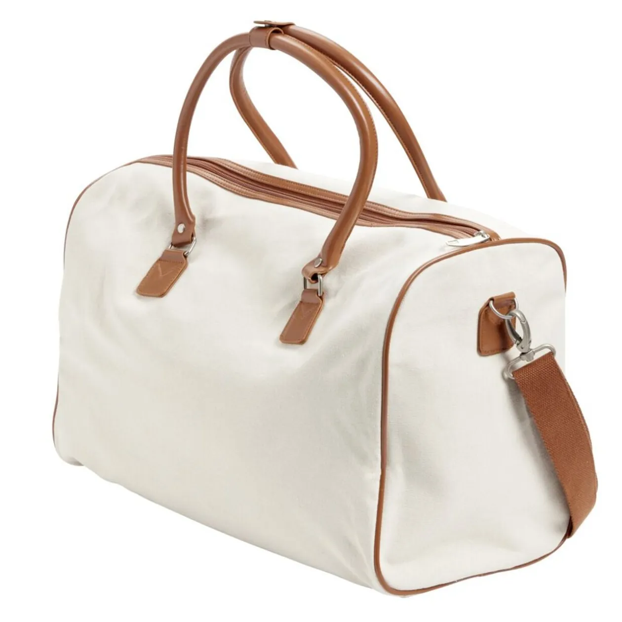 Sac de voyage canevas beige et marron 49x24xH31cm