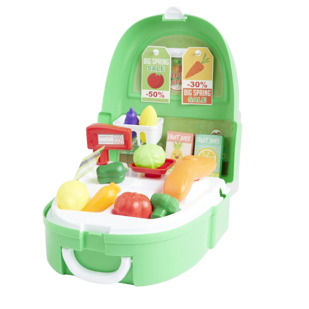 Sac à dos jouet enfant marchand supermarché 22 pièces