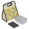 Sac isotherme avec pain de glace et lunch box 1,1L polyester motif citron 26x15xH30cm