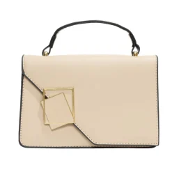 Sac à main simili beige et noir avec bandoulière amovible 19,5x7,5xH13cm < Gifi Hot