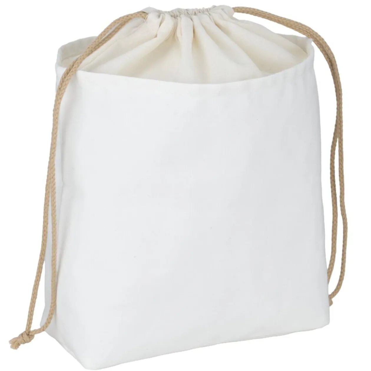 Sac à pain coton blanc avec lien à nouer 29x22xH20cm