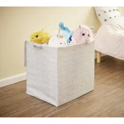 Sac panière de rangement 150L pliable tissu gris et blanc 45x45xH56cm < Gifi New