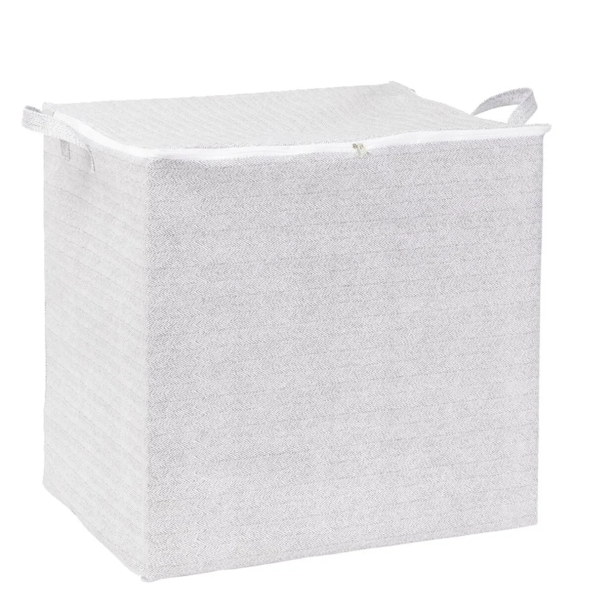 Sac panière de rangement 150L pliable tissu gris et blanc 45x45xH56cm < Gifi New