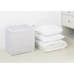 Sac panière de rangement 150L pliable tissu gris et blanc 45x45xH56cm < Gifi New