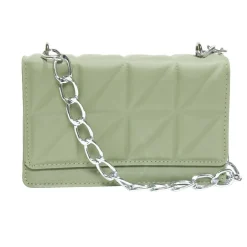 Sac pochette effet matelassée avec chaîne métal 20xH13cm - 2 modèles noir ou vert < Gifi Discount