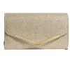 Sac pochette femme strass avec bandoulière chaîne amovible - 2 modèles noir ou doré