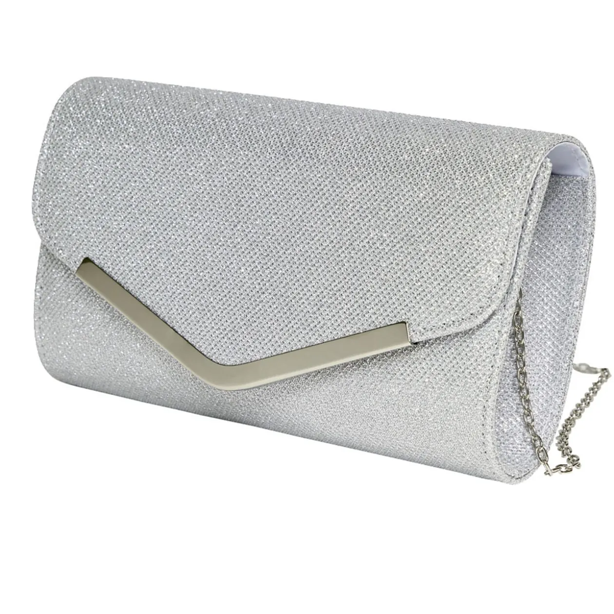 Sac pochette femme strass avec bandoulière chaîne amovible - 2 modèles noir ou doré
