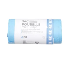 Sac poubelle 20 litres à poignées multi usage bleu x20