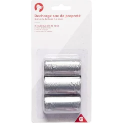 Sac propreté x3 rouleaux de 20 sacs (2 modèles)