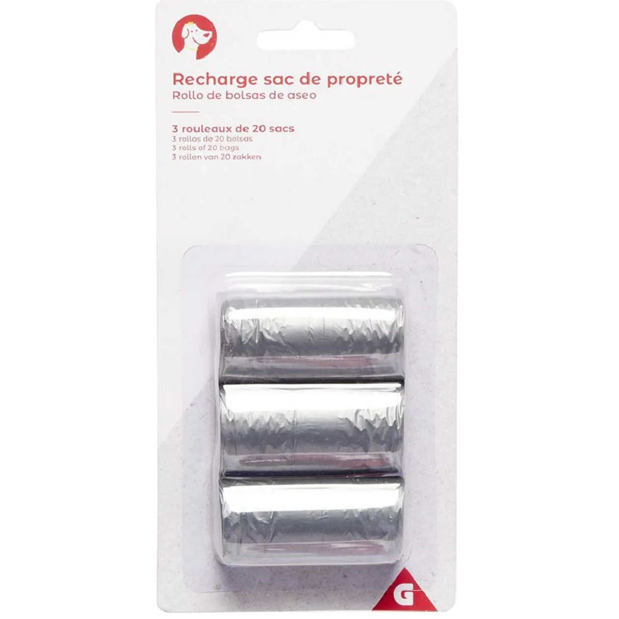 Sac propreté x3 rouleaux de 20 sacs (2 modèles)