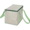 Sac à repas isotherme beige et vert L.28xl.18xH.21 cm