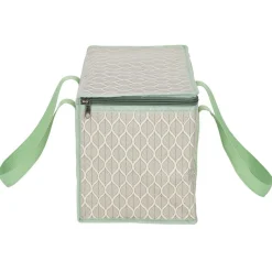 Sac à repas isotherme beige et vert L.28xl.18xH.21 cm