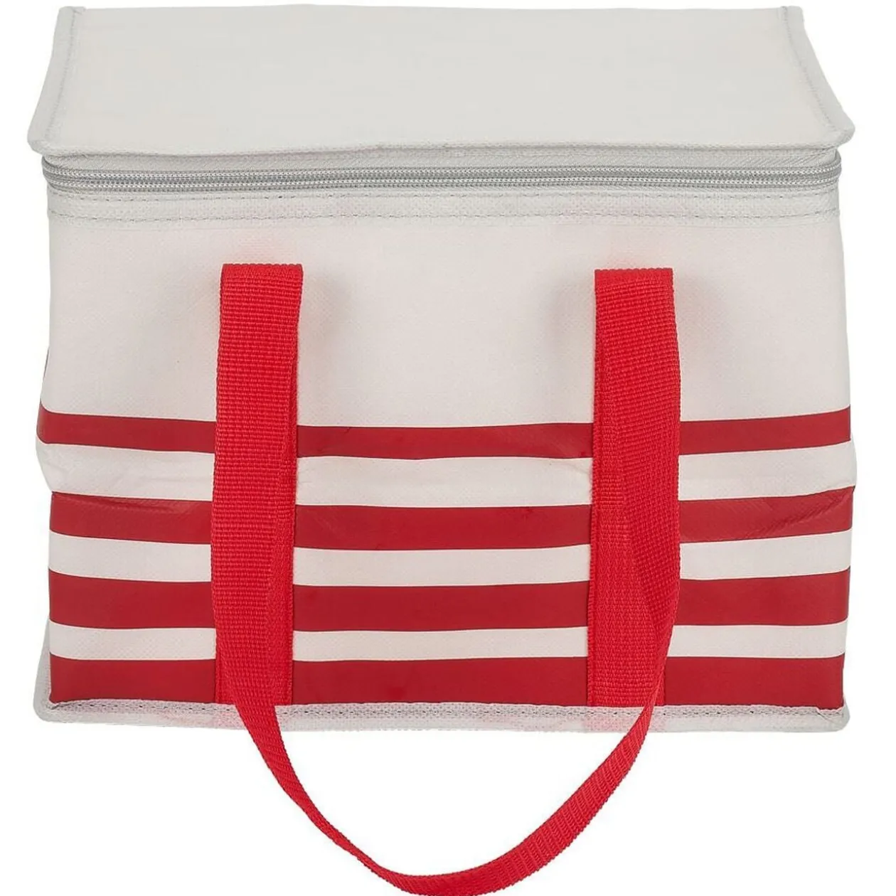 Sac à repas isotherme rouge et blanc L.28xl.18xH.21 cm