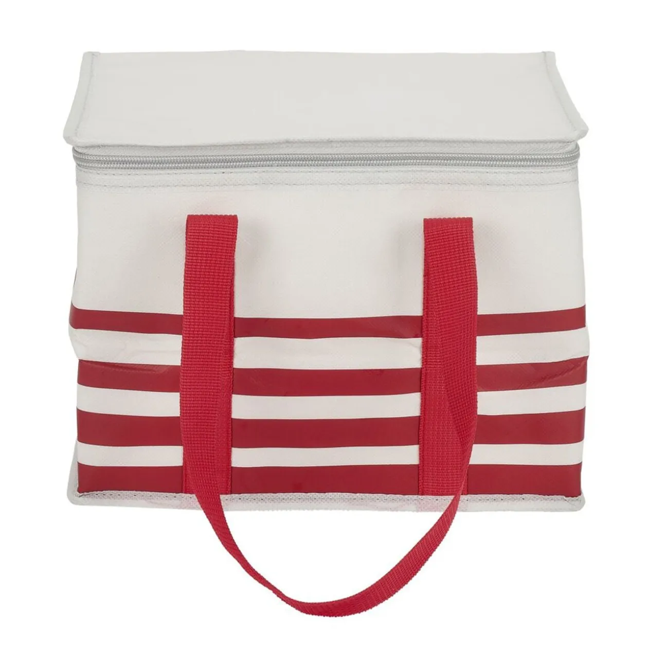 Sac à repas isotherme rouge et blanc L.28xl.18xH.21 cm