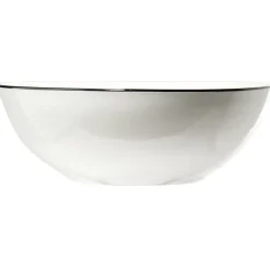 Saladier bas en porcelaine blanc bord noir type bistrot Ø22,5xH8,8cm < Gifi Best