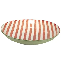 Saladier bas en porcelaine rayures rouges et blanches Ø25,5xH4,6cm < Gifi Hot