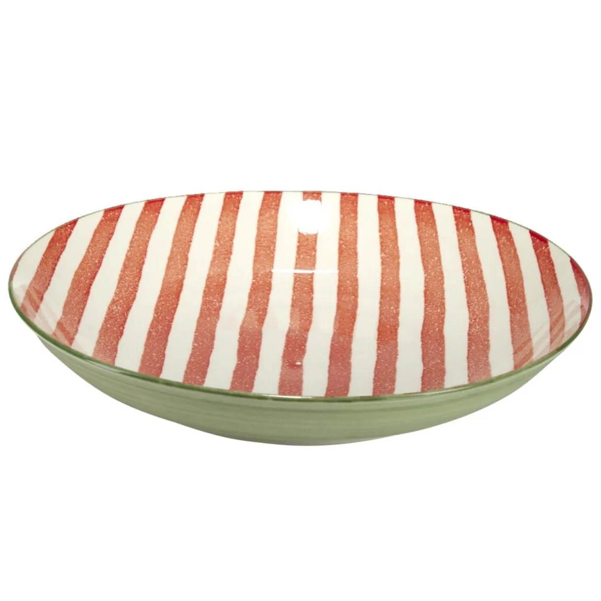 Saladier bas en porcelaine rayures rouges et blanches Ø25,5xH4,6cm < Gifi Hot