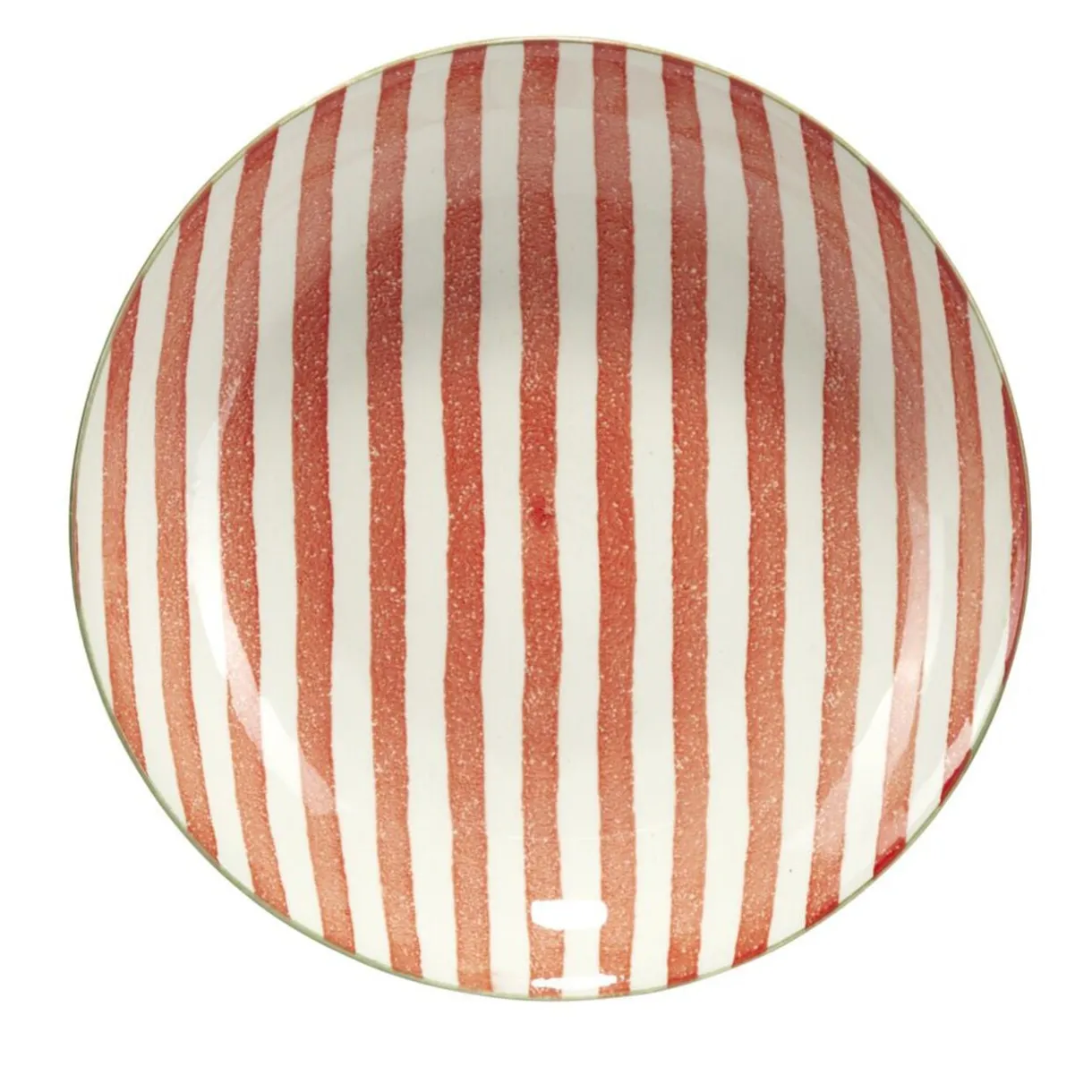 Saladier bas en porcelaine rayures rouges et blanches Ø25,5xH4,6cm < Gifi Hot