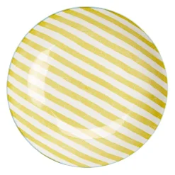 Saladier bas en porcelaine rayures jaunes et blanches Ø25,5xH4,6cm < Gifi