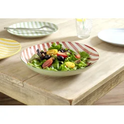 Saladier bas en porcelaine rayures jaunes et blanches Ø25,5xH4,6cm < Gifi