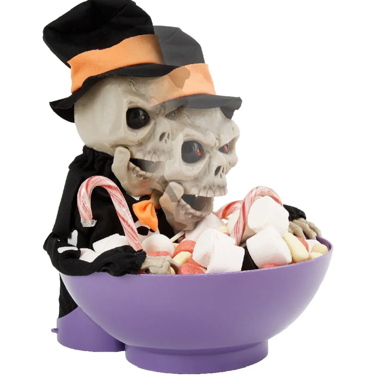 Saladier à bonbon Halloween squelette animé noir et violet