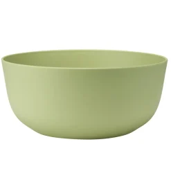 Saladier plastique vert avec couvercle bambou et couverts à salade assortis Ø25cm