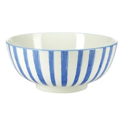 Saladier rond porcelaine 1,6L Felicita rayé blanc et bleu Ø21xH9cm < Gifi Best
