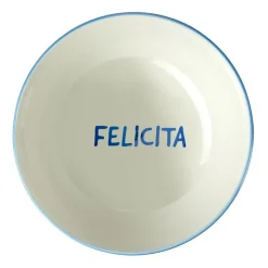 Saladier rond porcelaine 1,6L Felicita rayé blanc et bleu Ø21xH9cm < Gifi Best