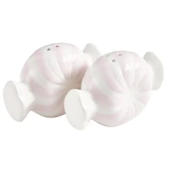 Salière et poivrière forme bonbon dolomite rose et blanc 10,5x5,5xH8cm < Gifi Best