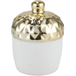 Salière et poivrière forme gland automne dolomite doré et blanc Ø5xH7,5cm