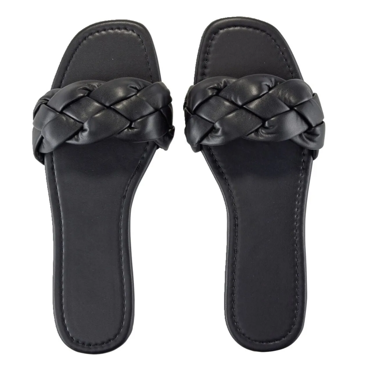 Sandales femme tressées simili noir 37/38