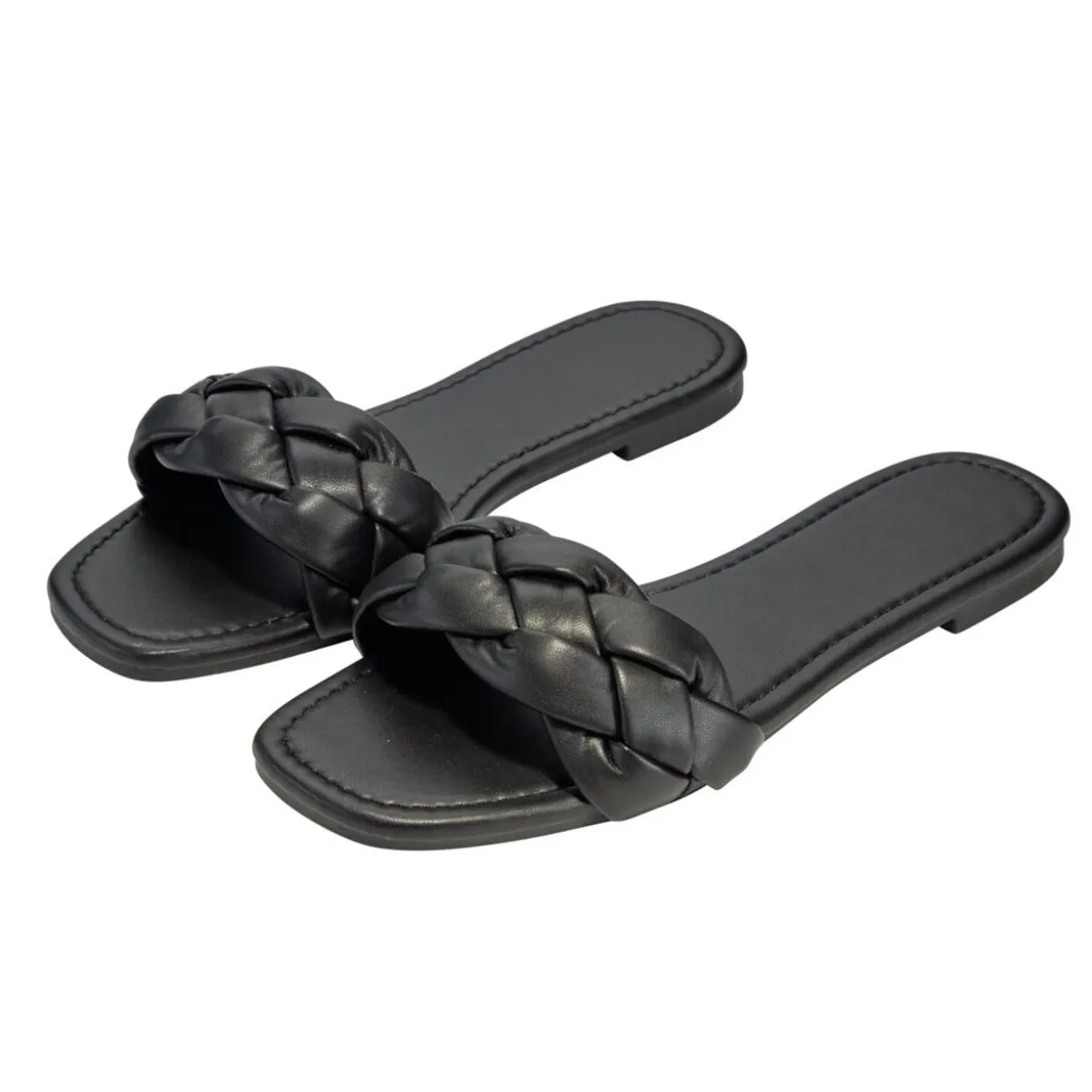 Sandales femme tressées simili noir 37/38