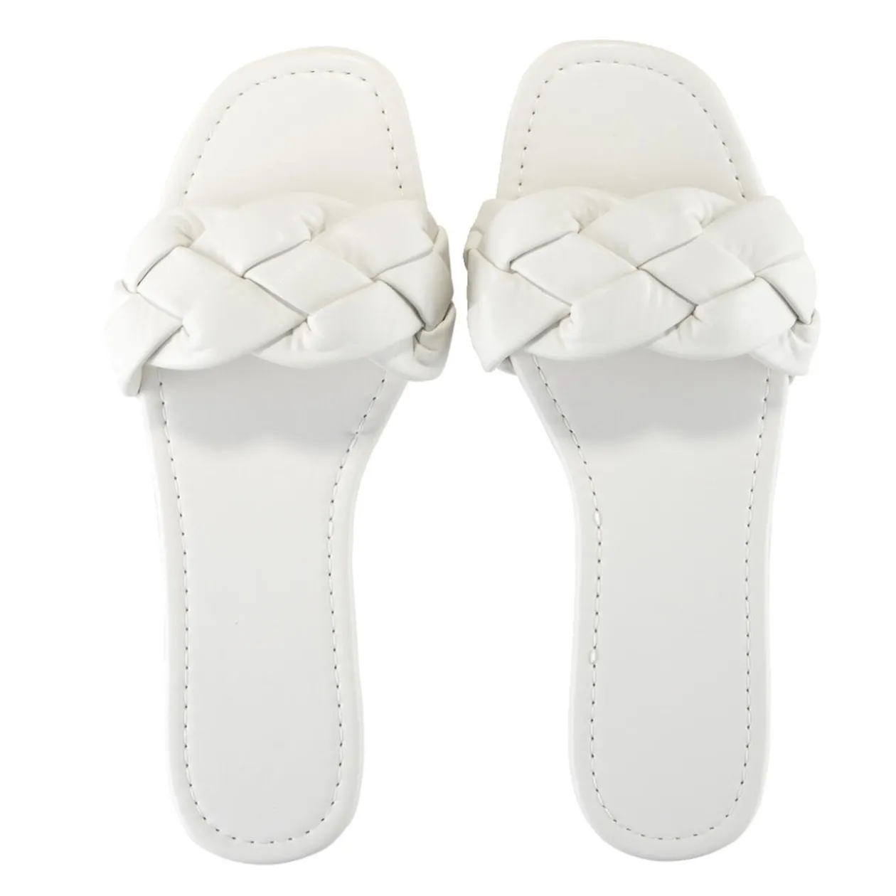 Sandales femme tressées simili blanc 39/40