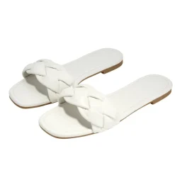 Sandales femme tressées simili blanc 39/40