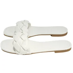 Sandales femme tressées simili blanc 39/40