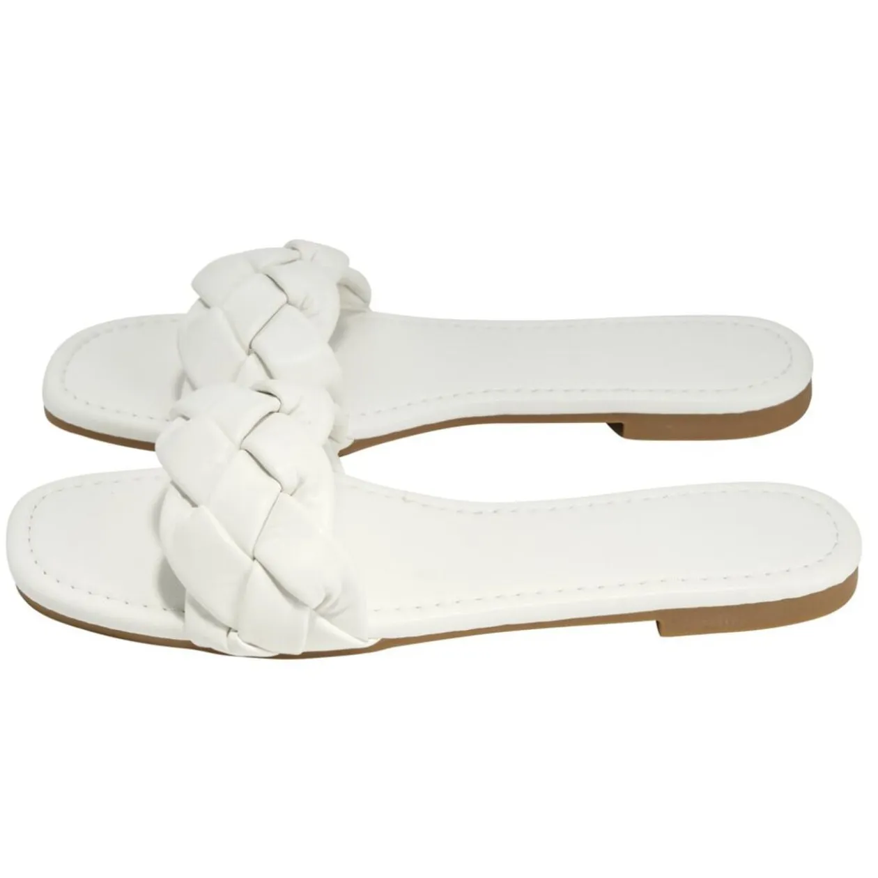 Sandales femme tressées simili blanc 39/40