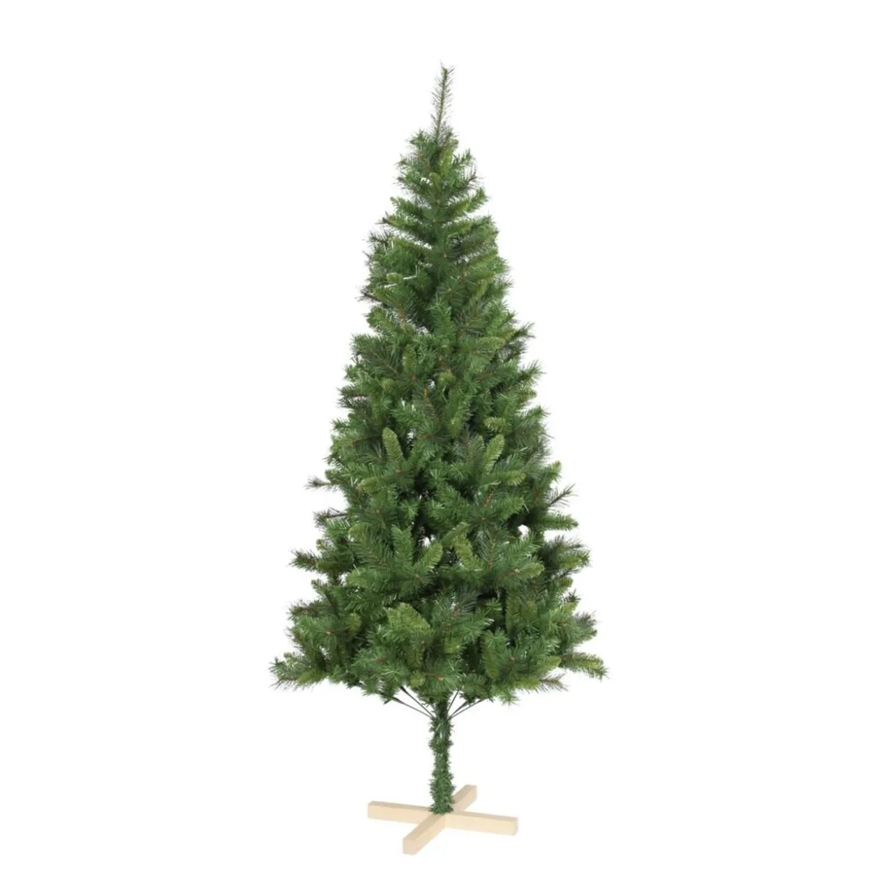 Sapin artificiel vert pied en bois 730 branches Ø108xH210cm