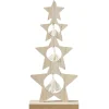 Sapin bois à poser étoiles avec suspensions pompons blancs H26cm < Gifi Best