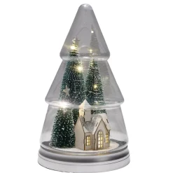 Sapin décoratif de Noël LED scène Noël chalet blanc Ø19xH32cm < Gifi