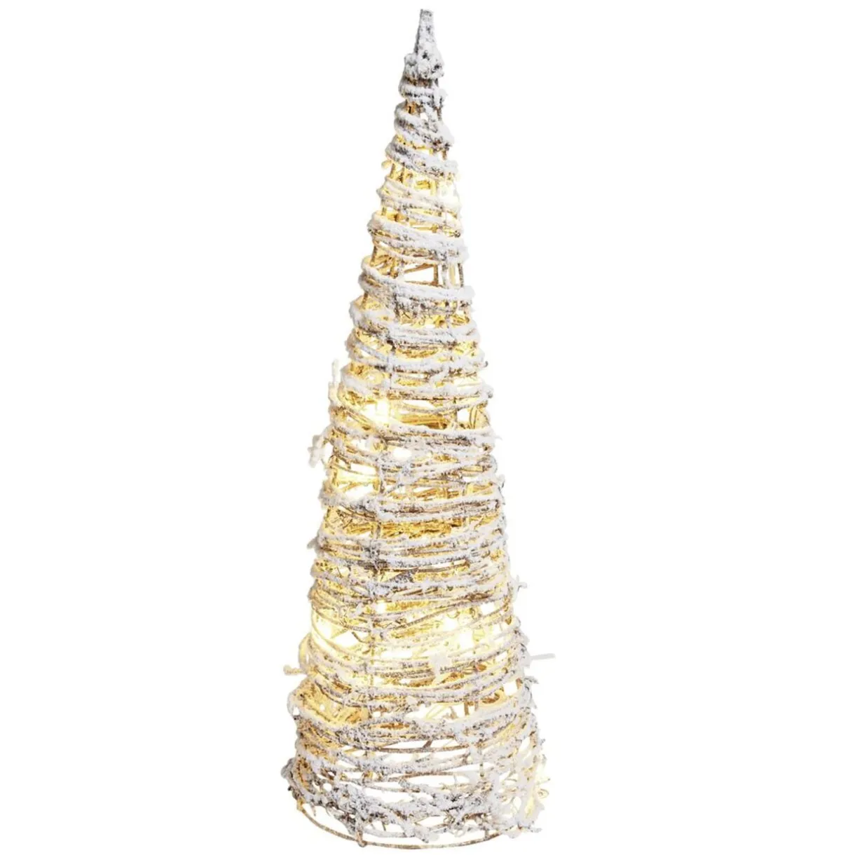 Sapin de Noël lumineux rotin effet givre 10LED blanc chaud Ø13xH30cm < Gifi Discount