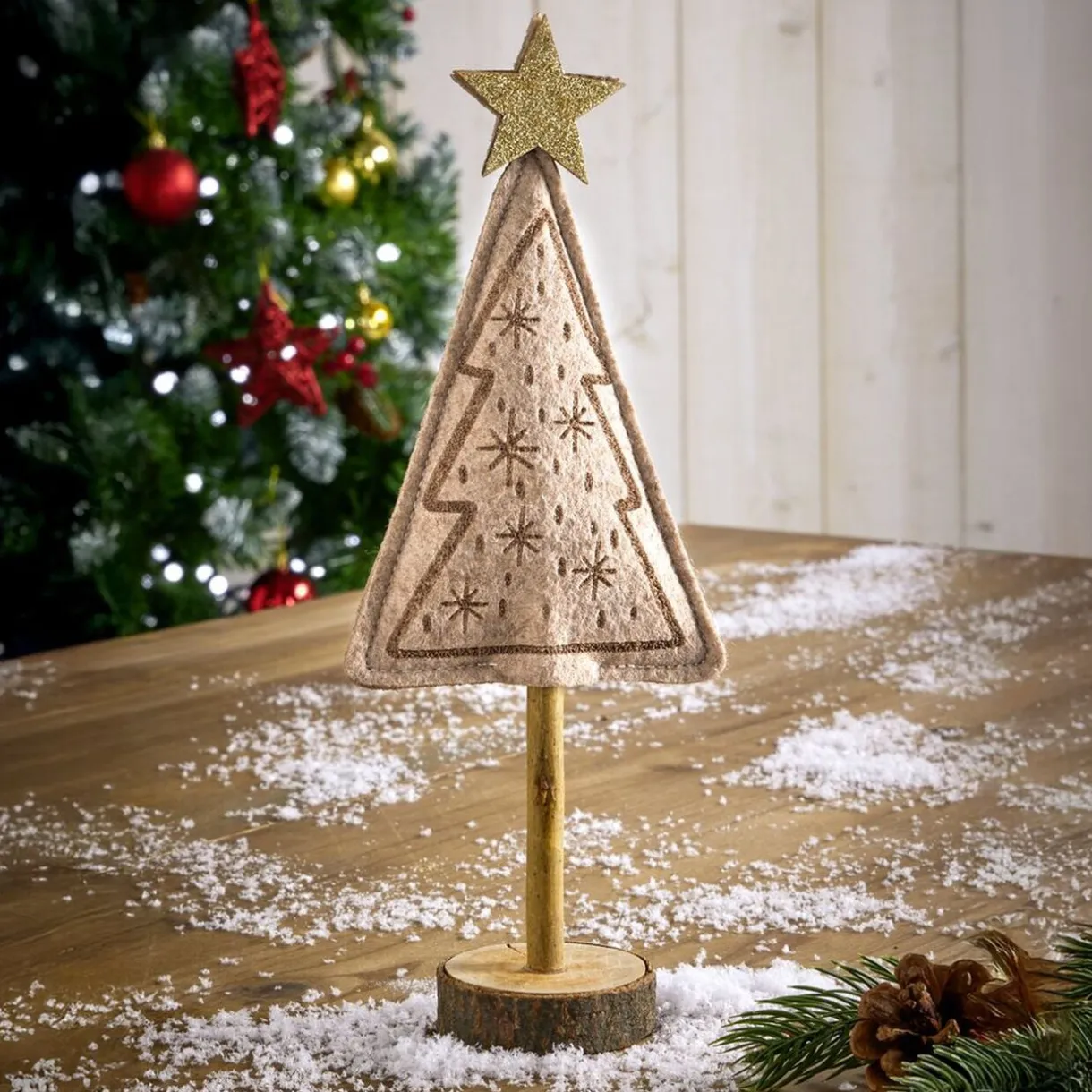 Sapin feutrine et bois à poser H27cm < Gifi Online