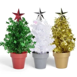 Sapin guirlande en pot à poser Ø11,5xH20cm - (3 coloris)
