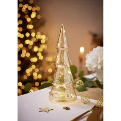 Sapin lumineux à poser LED H26 cm marron
