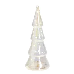 Sapin miniature holographique en verre 15LED Ø9,5XH26cm < Gifi Hot
