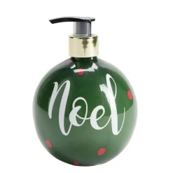 Savon mains liquide flacon forme boule de Noël vert et rouge 500ml