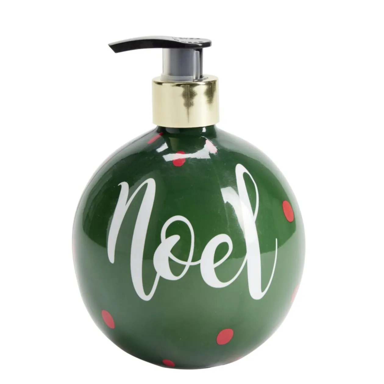 Savon mains liquide flacon forme boule de Noël vert et rouge 500ml